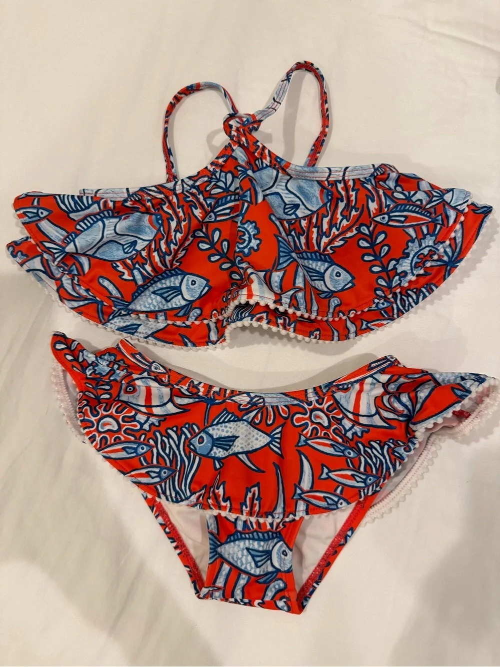 Janie and Jack Red & Blue Fish Print Two-Piece Bikini